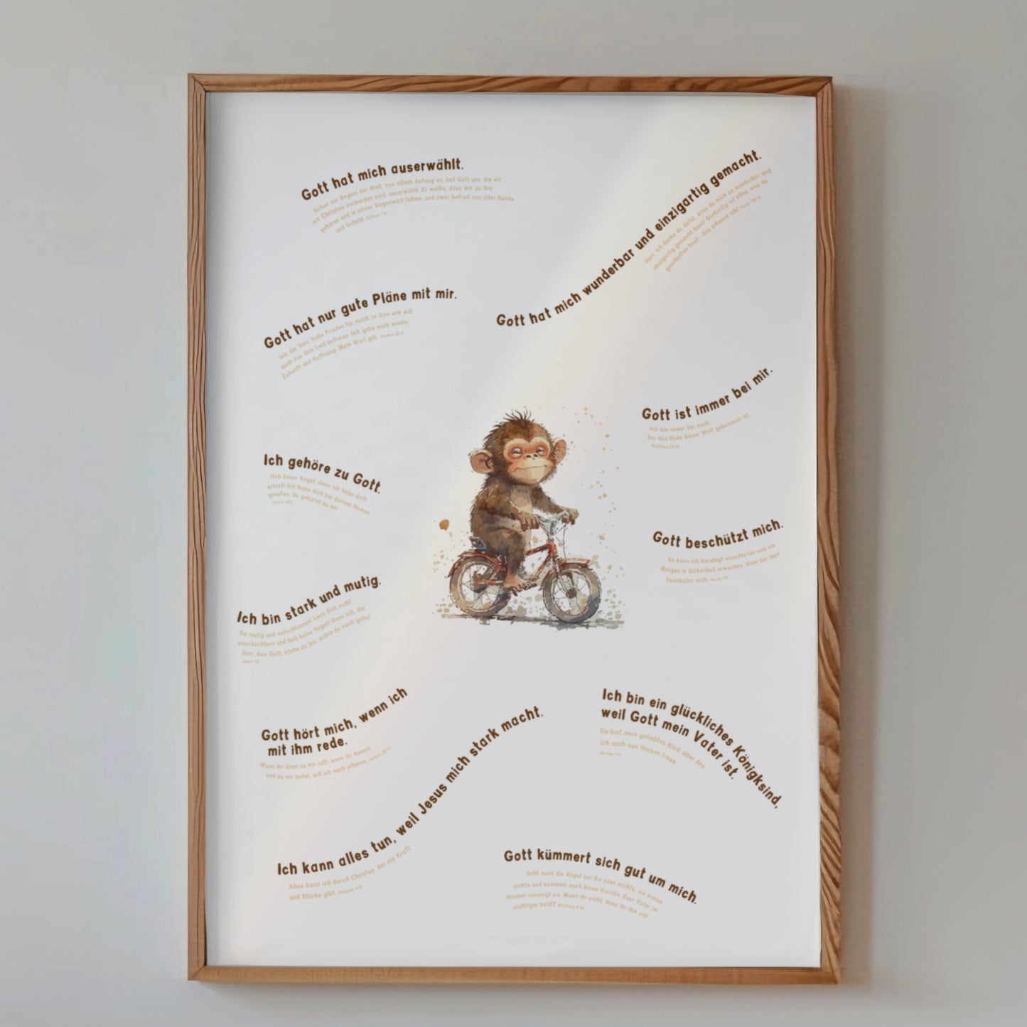 Mutmachposter für Kinder Affe - Poster DIN A3 | Zusagen Gottes