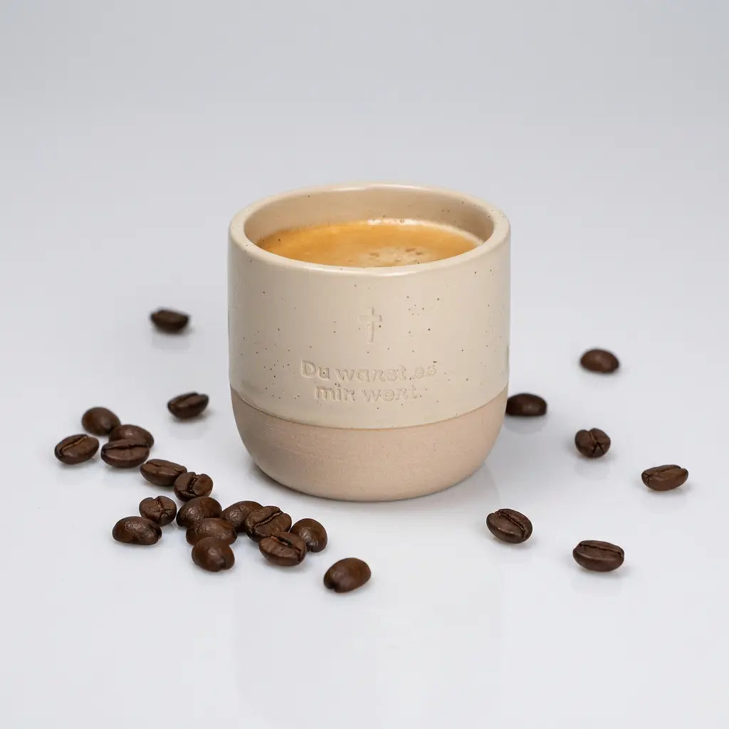'Du warst es mir wert' - Tasse 230 ml | Gravierte Steingut- Tasse | christliches Geschenk