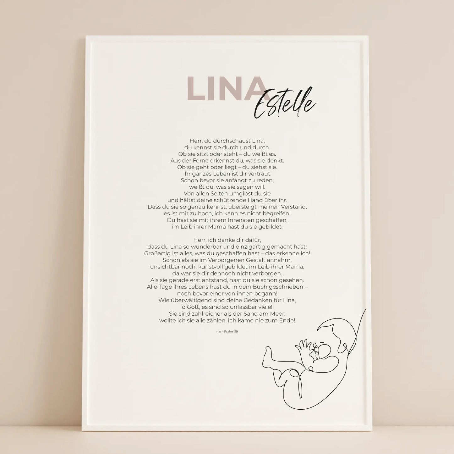Personalisierter Psalm 139 - christliche poster - wandbild - Geburt