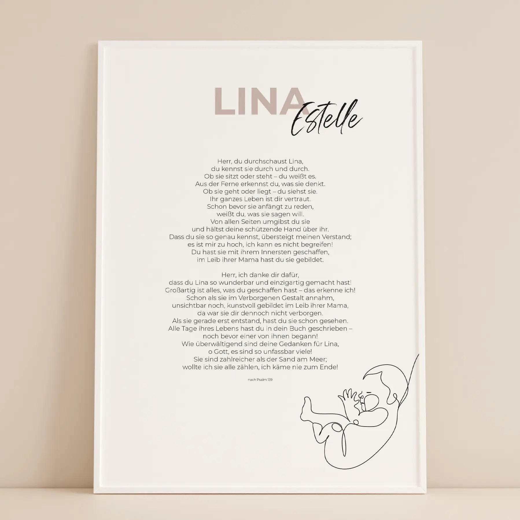 Personalisierter Psalm 139 - christliche poster - wandbild - Geburt