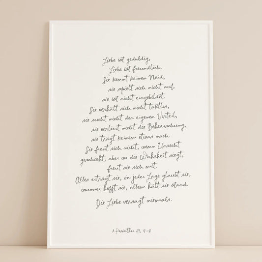 Liebe versagt nie - 1. Korinther 13 - christliche poster