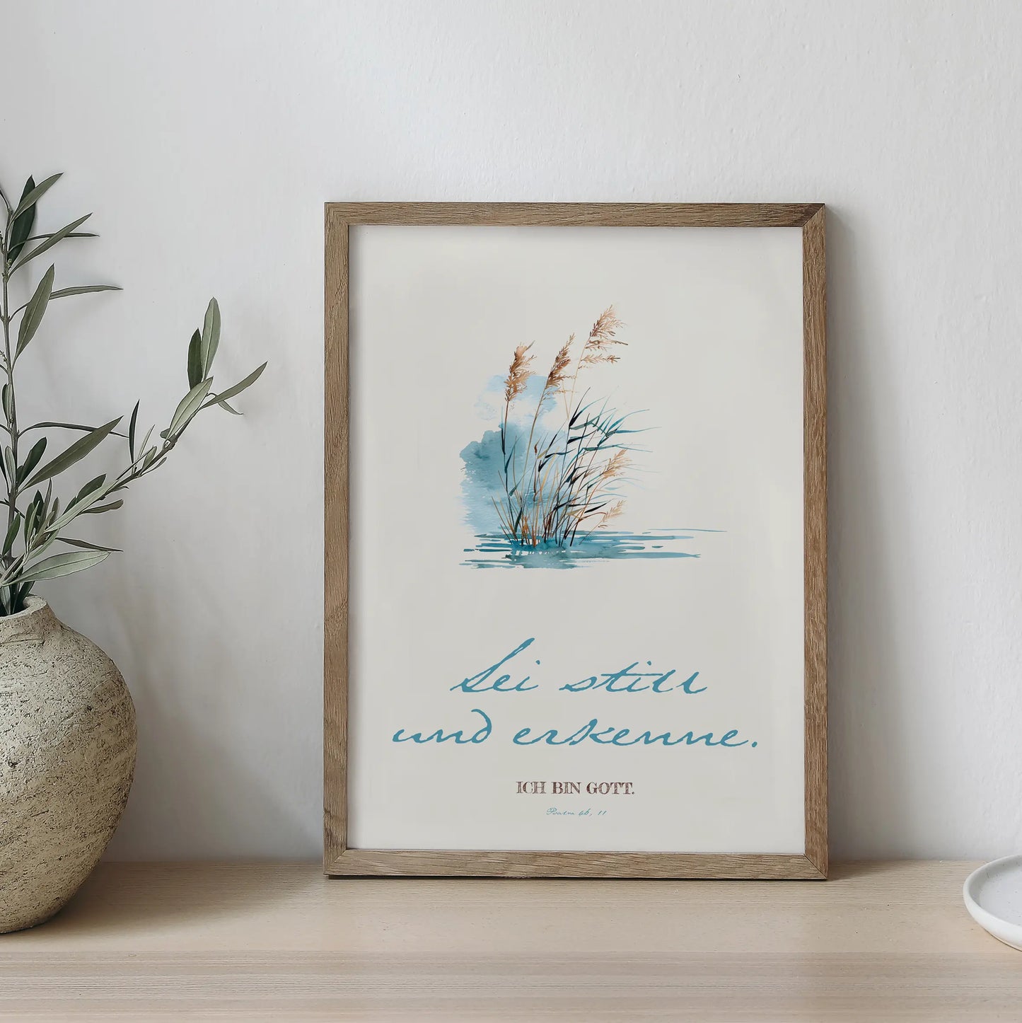 Sei still und erkenne - Poster DIN A3 | Bibelvers Wandbild