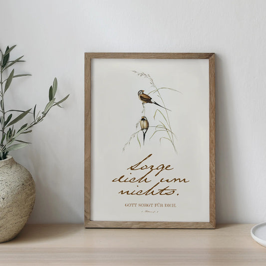 Sorge dich um nichts - Poster DIN A3 | Bibelvers Wandbild