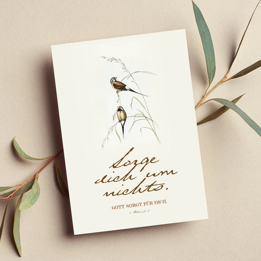 sorge dich um nichts - christliche karten -1.Petrus 5,7
