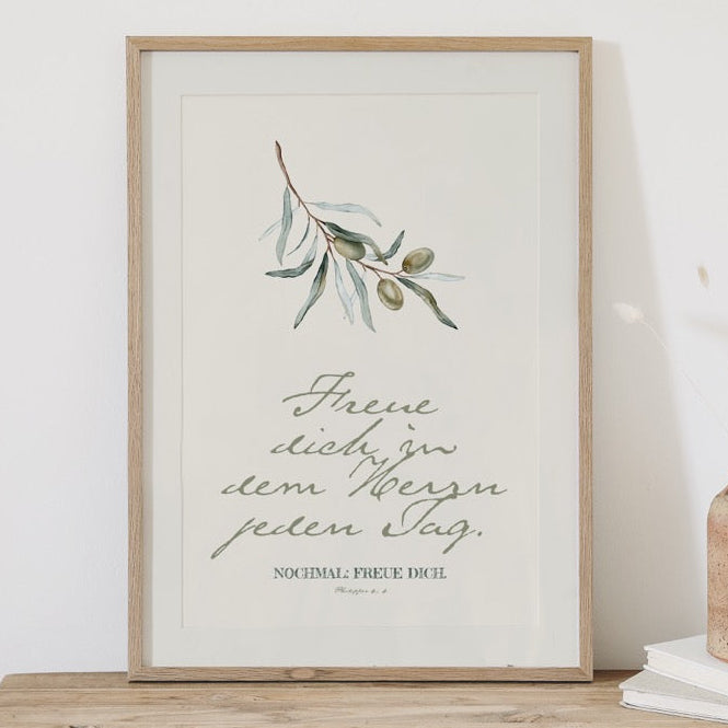 Freue dich in dem Herrn jeden Tag - Poster DIN A3 | Bibelvers Wandbild