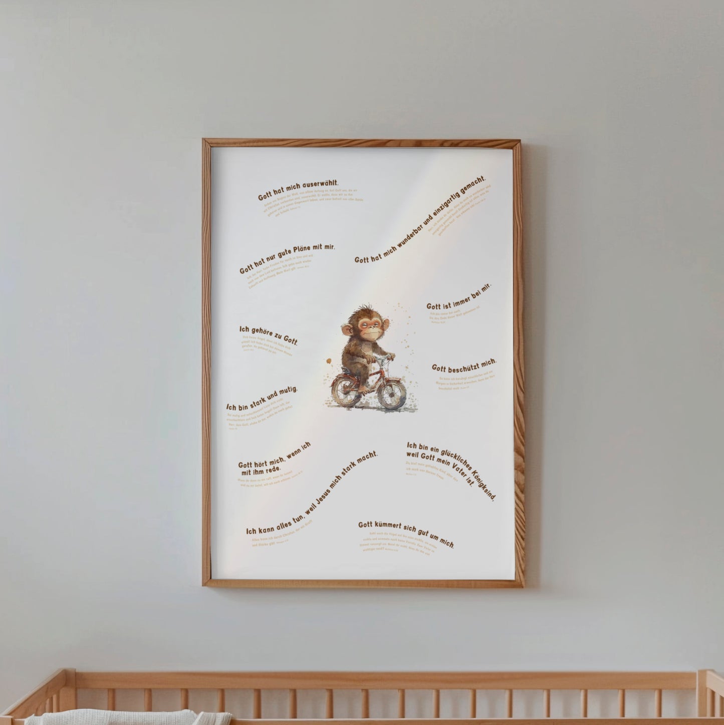 Mutmachposter für Kinder Affe - Poster DIN A3 | Zusagen Gottes