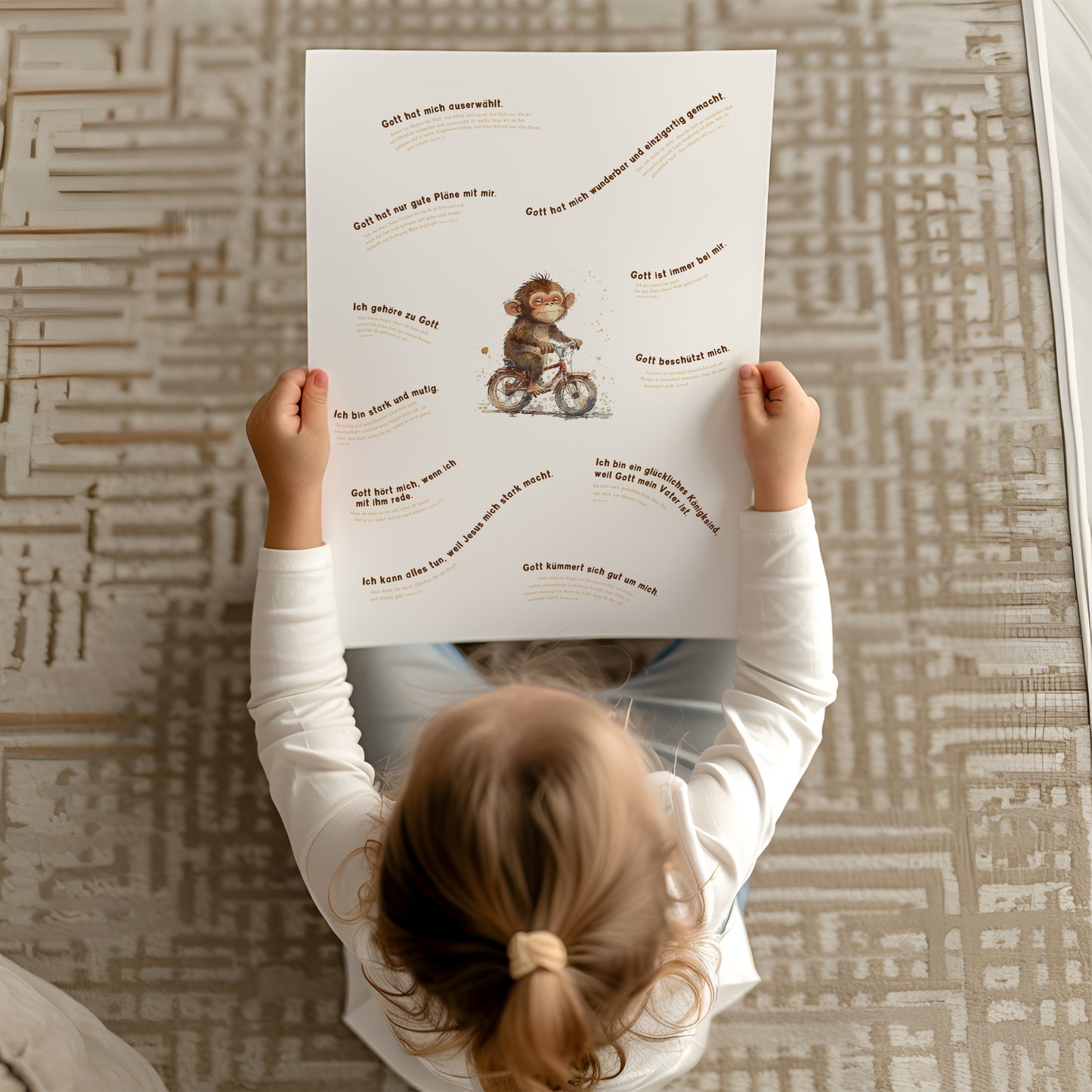 Mutmachposter für Kinder Affe - Poster DIN A3 | Zusagen Gottes